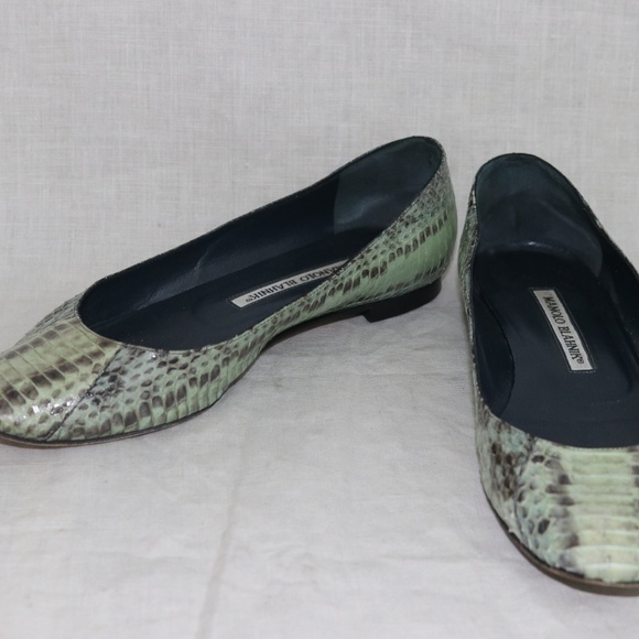 MAMOLO BLAHNIK green python ballet flats size 38 - Picture 4 of 6